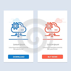 Cloud, Setting, Gear, Arrow  Blue and Red Download and Buy Now web Widget Card Template