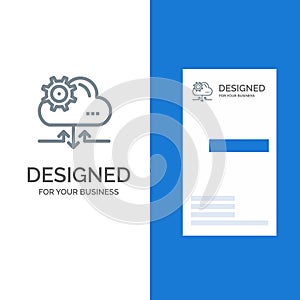 Cloud, Setting, Gear, Arrow Grey Logo Design and Business Card Template