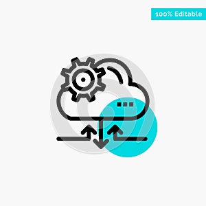 Cloud, Setting, Gear, Arrow turquoise highlight circle point Vector icon