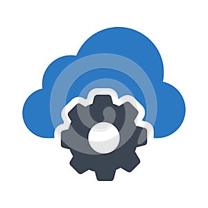 Cloud setting glyph color flat vector icon