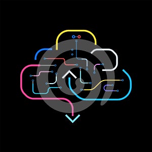 Cloud sever flat line icon vector