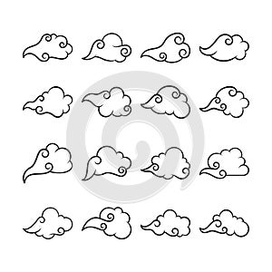 Cloud Shape Collection Set of Thin Line Vector