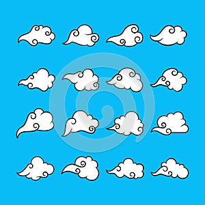 Cloud Shape Collection Set of Thin Line Vector