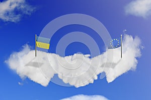 Cloud shape of the EU and Ukraine shak