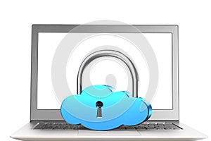 Cloud shape lock with laptop