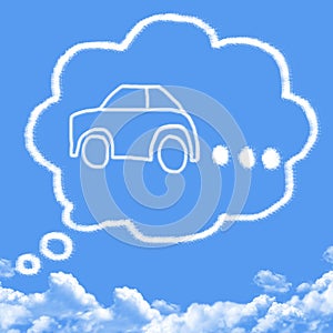 Cloud shaped as dreaming about car