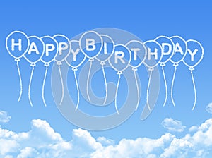 Cloud shaped as happy birthday Message