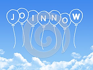 Cloud shaped as join now Message