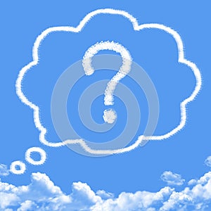 Cloud shaped as thinking with question mark