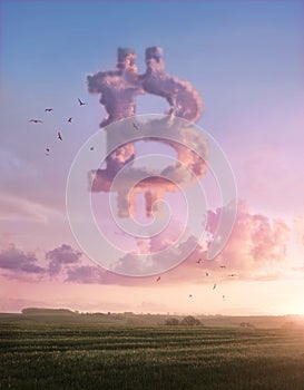 Cloud Shaped Cryptocurrency Bitcoin Sunset