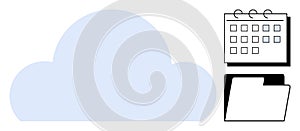 Cloud Storage with Calendar and Folder Representing Organization and Accessibility