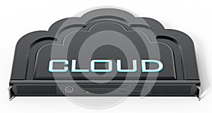 Cloud shaped network server rack. 3D illustration
