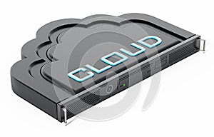 Cloud shaped network server rack. 3D illustration