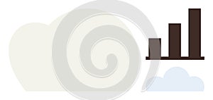 Cloud Computing Analytics with Growth Bar Chart in Modern Flat Design