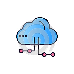 Cloud, Share, Computing, Network  Flat Color Icon. Vector icon banner Template