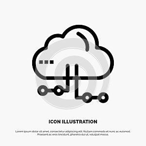 Cloud, Share, Computing, Network Vector Line Icon