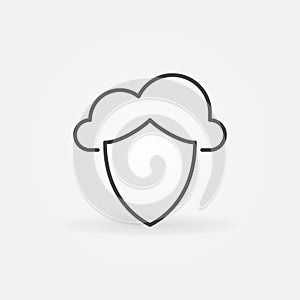 Cloud with Shield outline vector concept icon