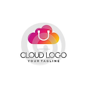 Cloud shop logo design template