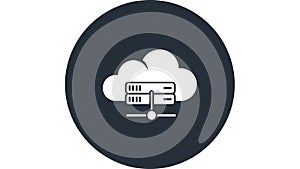 Cloud Computing Icon with Server Racks and Network Connection Symbol Keywords: cloud, computing, server, data