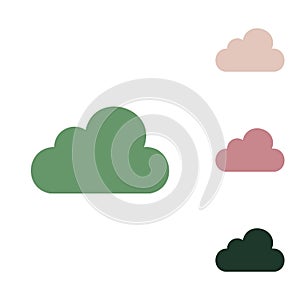 Cloud sign illustration. Russian green icon with small jungle green, puce and desert sand ones on white background photo