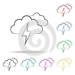 cloud sign with thunder-storm icon. Elements of weather multi colored icons. Premium quality graphic design icon. Simple icon for