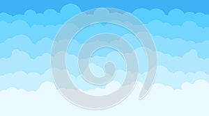 Cloud sky background image. The sky with clouds. White clouds on a blue sky. Vector illustration.