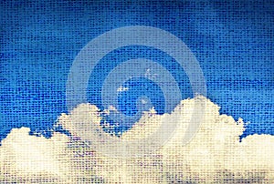 Cloud, sky painted on a fabric texture