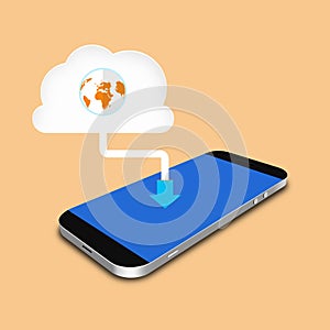 Cloud and smartphone ,cell phone illustration