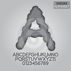 Cloud Smoke Alphabet and Numbers Vector