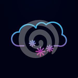 Cloud with a snowflake nolan icon. Simple thin line, outline vector of web icons for ui and ux, website or mobile application