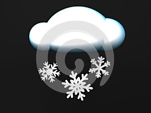 cloud with snowflakes, snowy weather. 3d rendering of weather icon