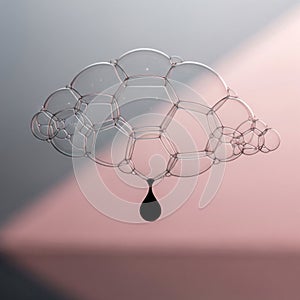 A cloud of soap bubbles with a drop of ink.