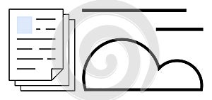 Cloud Storage and Digital Data Transfer Concept with Documents and Cloud Symbol