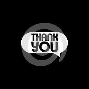 Cloud speech bubbles thank you icon isolated on dark background