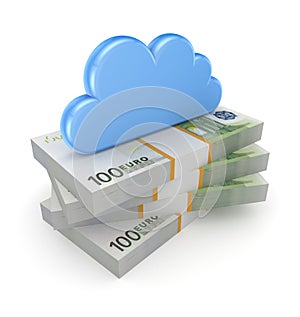Cloud on a stack of euro.