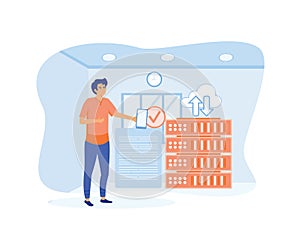 Cloud storage abstract concept. Digital hosted storage, database security.