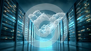 Cloud Storage Architecture. Scalable Cloud Buckets Visualization with Data Volumes, Secure Cloud Infrastructure System 4K.