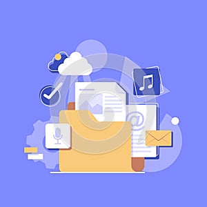 Cloud storage banner concept,flat design icon vector illustration