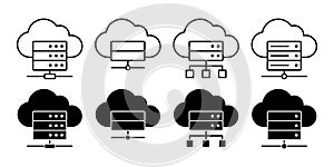 Cloud Storage Black Icon Bundle for Online Backup and Data Synchronization Concept