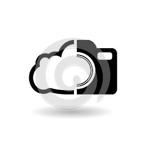 Cloud storage camera icon with shadow