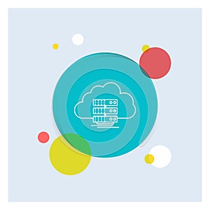 cloud, storage, computing, data, flow White Line Icon colorful Circle Background