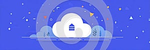 Cloud Storage Concept With Abstract Shapes and Colorful Elements in a Blue Background Representing Digital Data