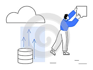 Cloud Data Storage and Digital Upload Concept with Database and User Interaction
