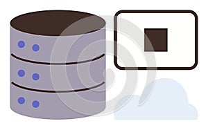 Cloud Storage Concept with Database Stack and Server Representation