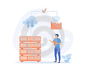 Cloud storage concept, Digital hosted storage, database security, data infrastructure service, cloud computing,