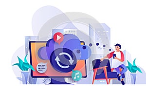 Cloud storage concept in flat design