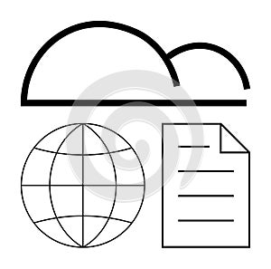 Cloud Storage Concept with Globe and Document Outline