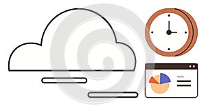 Cloud storage concept with time management and data analytics visualization in a minimal design