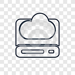 Cloud storage concept vector linear icon isolated on transparent