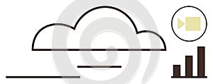 Cloud Storage Concept with Video Integration and Data Analytics Growth Chart